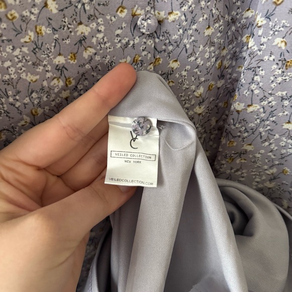 Veiled Collection Pastel Purple Lavender Floral Button Front Women's Maxi Dress - Picture 11 of 16